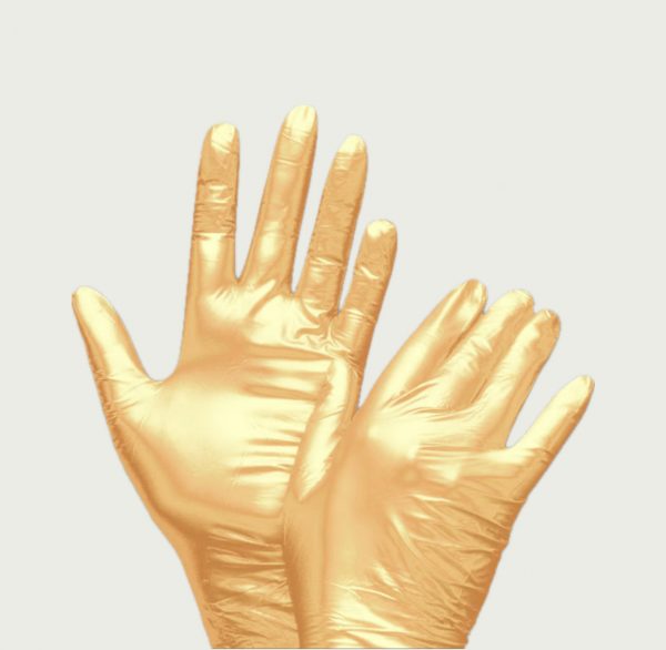 Guantes Nitrilo Sin Polvo Dorado Brillante